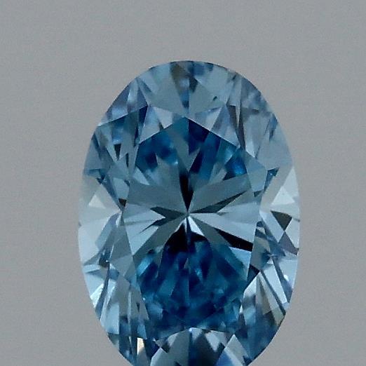 0.36 Carat Oval Lab Grown Diamond, Fancy Vivid Blue Color, VVS2 Clarity