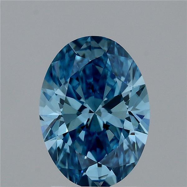 2.21 Carat Oval Lab Grown Diamond, Fancy Vivid Blue Color, VVS2 Clarity