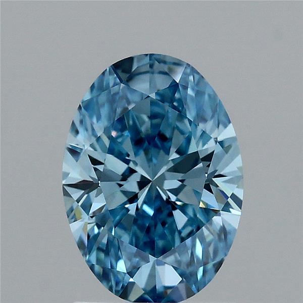 1.53 Carat Oval Lab Grown Diamond, Fancy Vivid Blue Color, VS1 Clarity