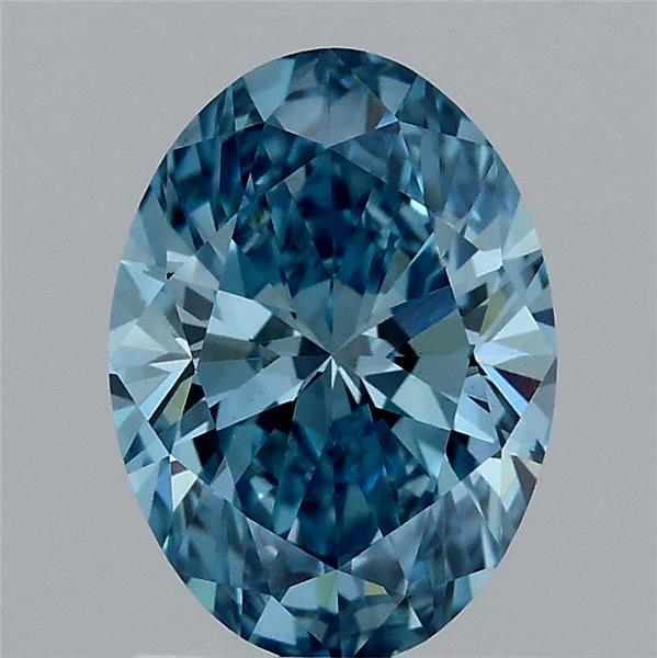 1.50 Carat Oval Lab Grown Diamond, Fancy Vivid Blue Color, VS1 Clarity