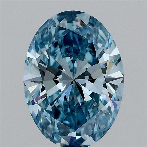 1.41 Carat Oval Lab Grown Diamond, Fancy Vivid Blue Color, VS1 Clarity