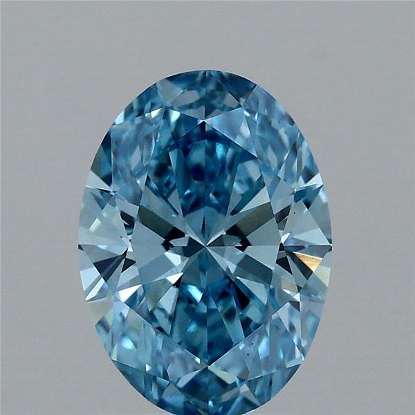 1.54 Carat Oval Lab Grown Diamond, Fancy Vivid Blue Color, VS1 Clarity