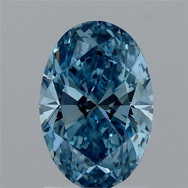 1.57 Carat Oval Lab Grown Diamond, Fancy Vivid Blue Color, VVS2 Clarity