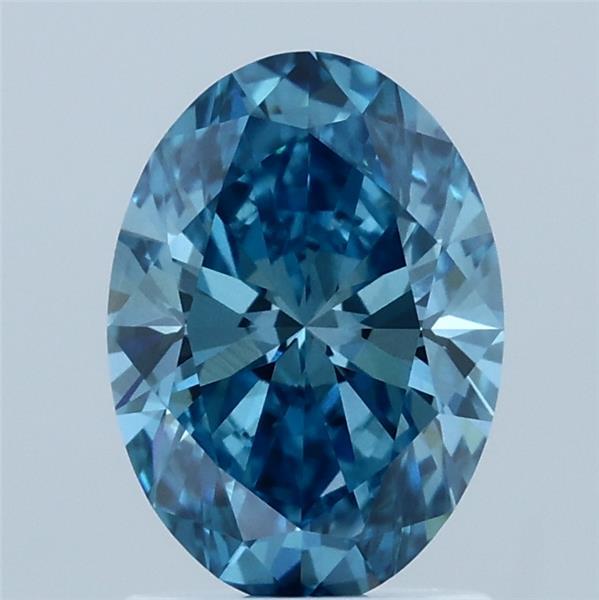 1.50 Carat Oval Lab Grown Diamond, Fancy Vivid Blue Color, VVS2 Clarity
