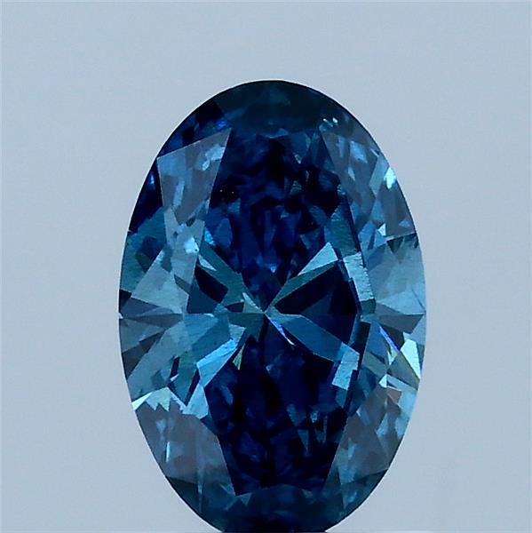 1.00 Carat Oval Lab Grown Diamond, Fancy Vivid Blue Color, SI2 Clarity