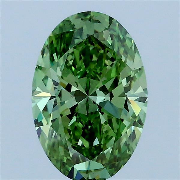 1.02 Carat Oval Lab Grown Diamond, Fancy Vivid Green Color, VS1 Clarity