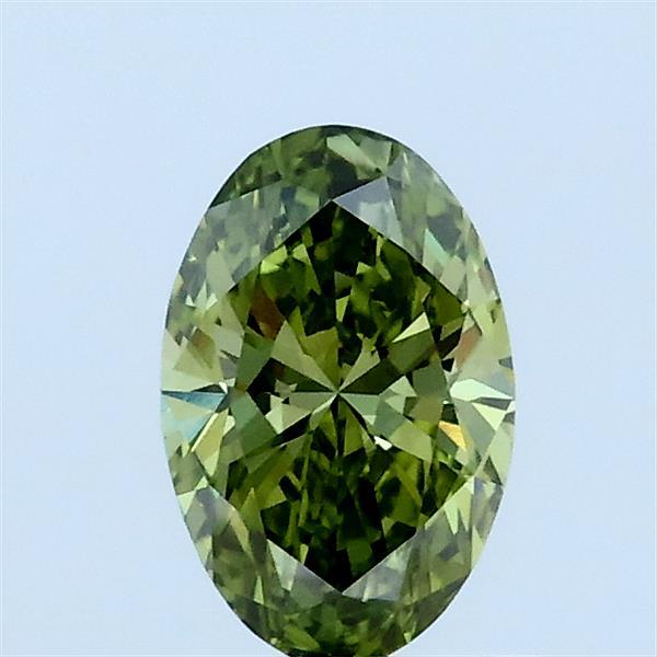 0.57 Carat Oval Lab Grown Diamond, Fancy Vivid Green Color, VS1 Clarity
