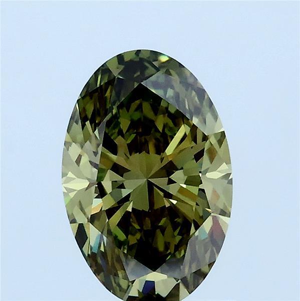 1.23 Carat Oval Lab Grown Diamond, Fancy Vivid Green Color, VVS2 Clarity