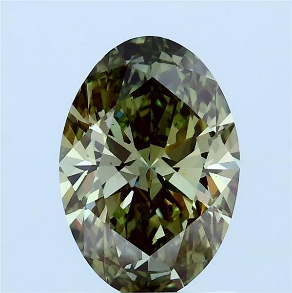 1.27 Carat Oval Lab Grown Diamond, Fancy Vivid Green Color, VS1 Clarity