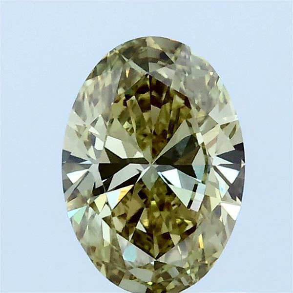 0.85 Carat Oval Lab Grown Diamond, Fancy Intense Yellowish Green Color, VVS2 Clarity