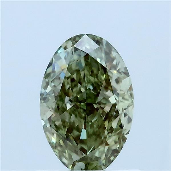 1.08 Carat Oval Lab Grown Diamond, Fancy Vivid Green Color, VVS2 Clarity