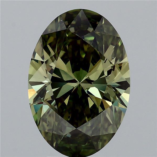 5.49 Carat Oval Lab Grown Diamond, Fancy Vivid Green Color, VS1 Clarity