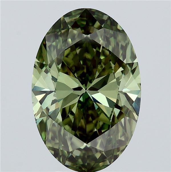 6.56 Carat Oval Lab Grown Diamond, Fancy Vivid Green Color, VS1 Clarity