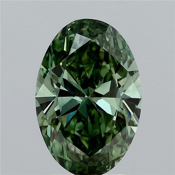 3.00 Carat Oval Lab Grown Diamond, Fancy Vivid Green Color, VS2 Clarity