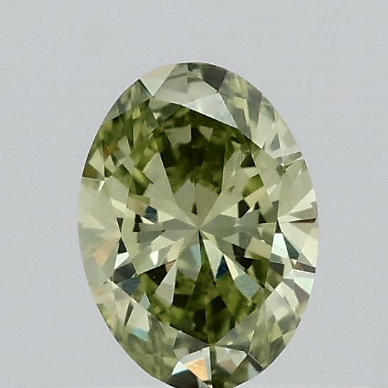 0.37 Carat Oval Lab Grown Diamond, Fancy Vivid Green Color, VVS2 Clarity