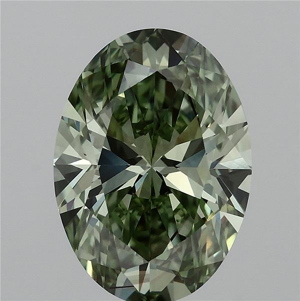 4.03 Carat Oval Lab Grown Diamond, Fancy Vivid Green Color, VS2 Clarity