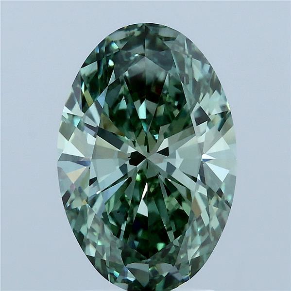 3.00 Carat Oval Lab Grown Diamond, Fancy Vivid Green Color, VS2 Clarity