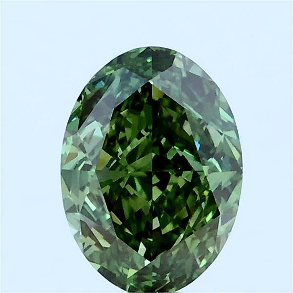 1.01 Carat Oval Lab Grown Diamond, Fancy Vivid Green Color, VS1 Clarity