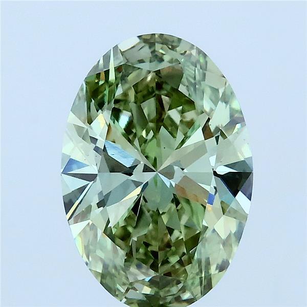 2.06 Carat Oval Lab Grown Diamond, Fancy Vivid Green Color, VS1 Clarity