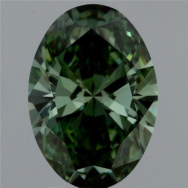 3.51 Carat Oval Lab Grown Diamond, Fancy Vivid Green Color, VVS2 Clarity