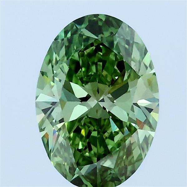 1.00 Carat Oval Lab Grown Diamond, Fancy Vivid Green Color, VS1 Clarity