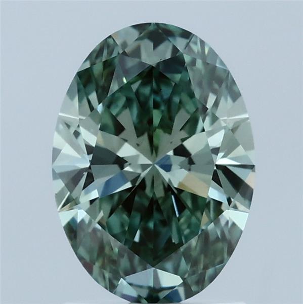 1.51 Carat Oval Lab Grown Diamond, Fancy Vivid Green Color, VS1 Clarity