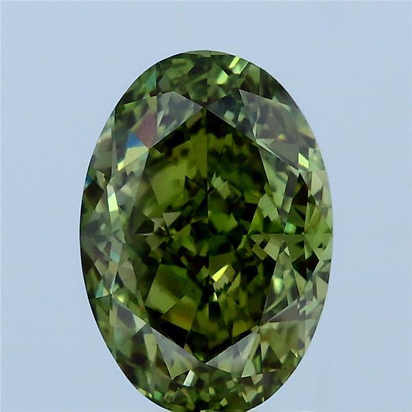 2.61 Carat Oval Lab Grown Diamond, Fancy Vivid Green Color, VS1 Clarity
