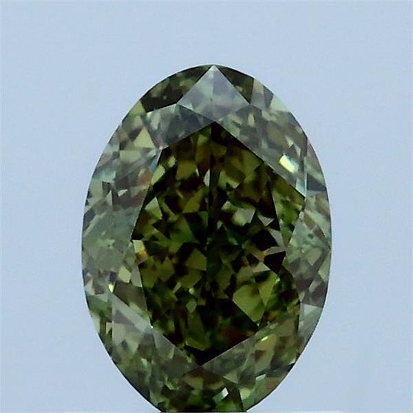 1.03 Carat Oval Lab Grown Diamond, Fancy Vivid Green Color, VS1 Clarity