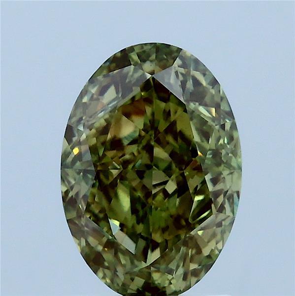 2.15 Carat Oval Lab Grown Diamond, Fancy Vivid Green Color, VS1 Clarity