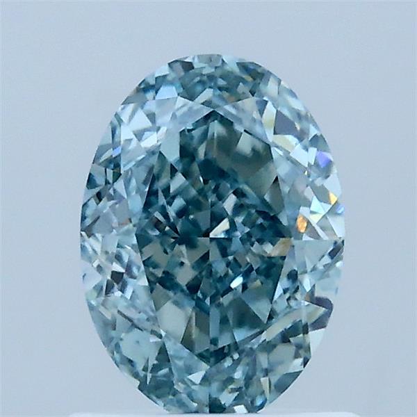 1.17 Carat Oval Lab Grown Diamond, Fancy Intense Blue Green Color, VS1 Clarity