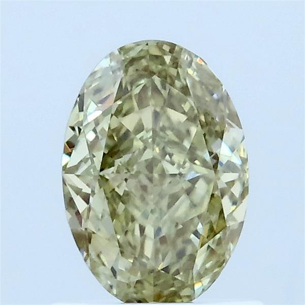 1.04 Carat Oval Lab Grown Diamond, Fancy Intense Yellowish Green Color, VVS2 Clarity