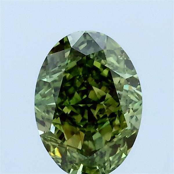 1.05 Carat Oval Lab Grown Diamond, Fancy Vivid Green Color, VS1 Clarity