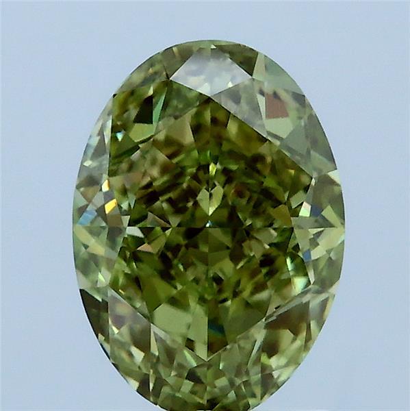 2.08 Carat Oval Lab Grown Diamond, Fancy Intense Green Color, VS1 Clarity