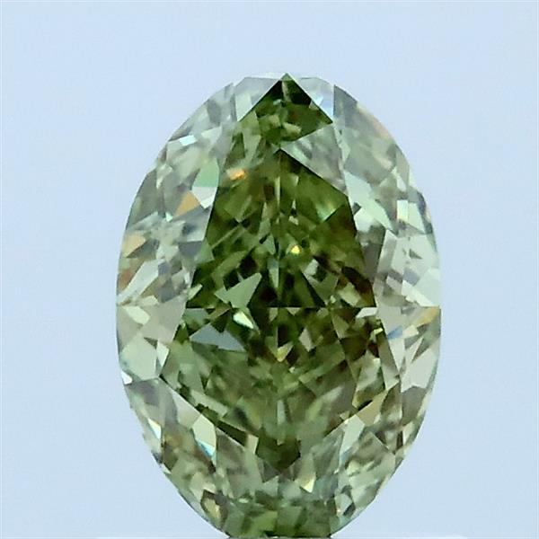 1.04 Carat Oval Lab Grown Diamond, Fancy Vivid Green Color, VVS2 Clarity