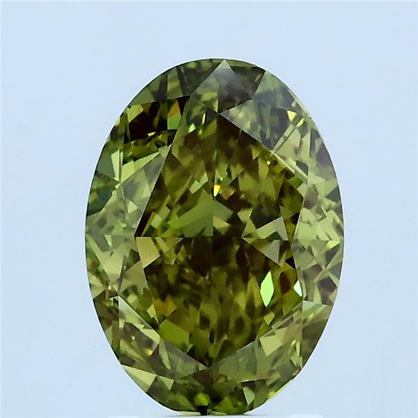 2.01 Carat Oval Lab Grown Diamond, Fancy Vivid Green Color, VVS2 Clarity