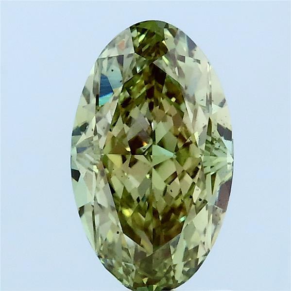1.38 Carat Oval Lab Grown Diamond, Fancy Vivid Green Color, VS2 Clarity