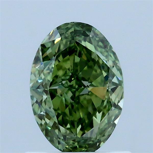 1.03 Carat Oval Lab Grown Diamond, Fancy Vivid Green Color, VVS2 Clarity