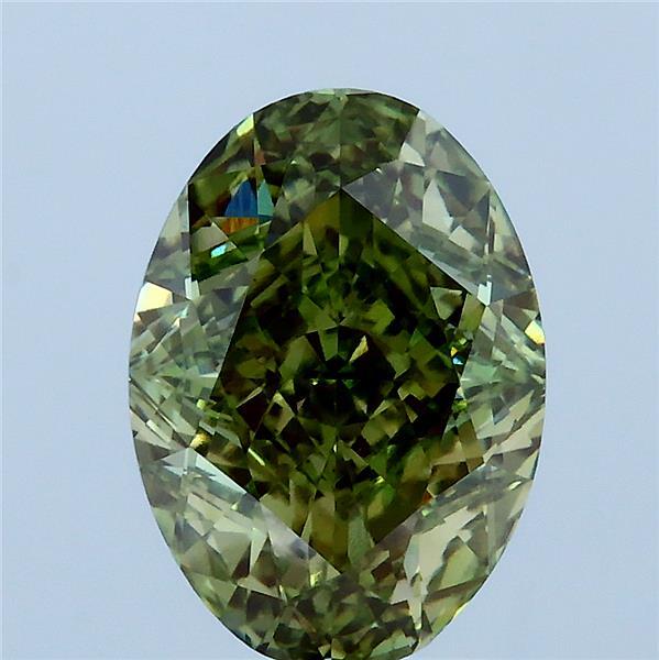 3.18 Carat Oval Lab Grown Diamond, Fancy Vivid Green Color, VS1 Clarity