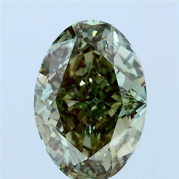 3.13 Carat Oval Lab Grown Diamond, Fancy Vivid Green Color, VVS2 Clarity