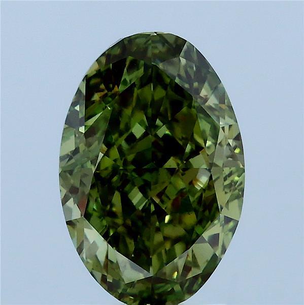 3.12 Carat Oval Lab Grown Diamond, Fancy Vivid Green Color, VS1 Clarity