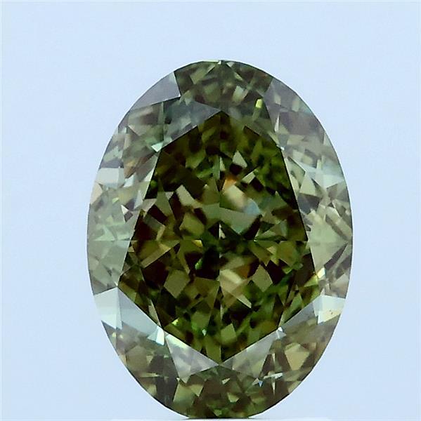 2.09 Carat Oval Lab Grown Diamond, Fancy Vivid Green Color, VS1 Clarity