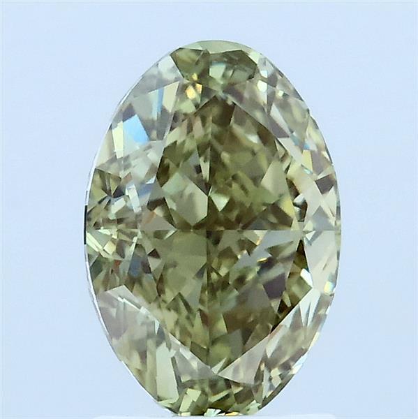 2.03 Carat Oval Lab Grown Diamond, Fancy Vivid Green Color, VVS2 Clarity