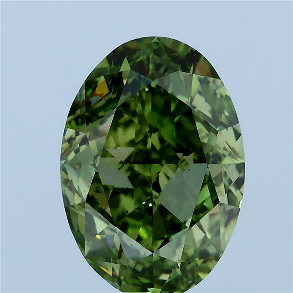 4.02 Carat Oval Lab Grown Diamond, Fancy Vivid Green Color, VS2 Clarity