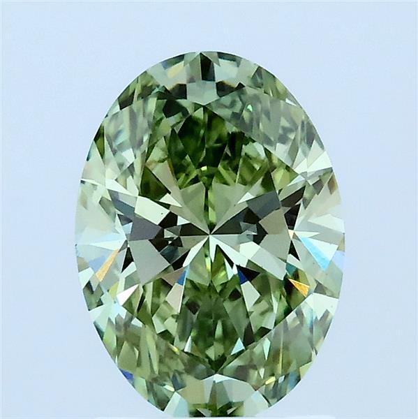 1.58 Carat Oval Lab Grown Diamond, Fancy Vivid Green Color, VVS2 Clarity