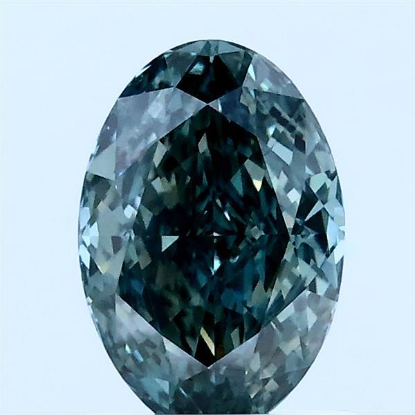 1.10 Carat Oval Lab Grown Diamond, Fancy Intense Green Color, VVS2 Clarity