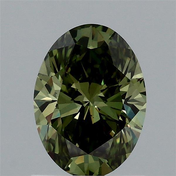 1.06 Carat Oval Lab Grown Diamond, Fancy Vivid Green Color, VS2 Clarity