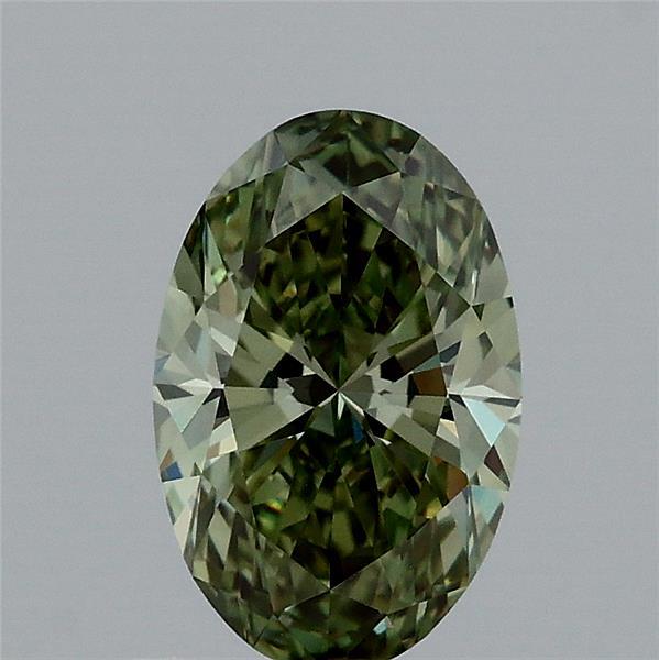 1.00 Carat Oval Lab Grown Diamond, Fancy Vivid Green Color, VVS2 Clarity