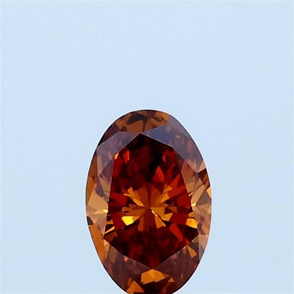 0.30 Carat Oval Lab Grown Diamond, Fancy Brownish Orange Color, VVS2 Clarity