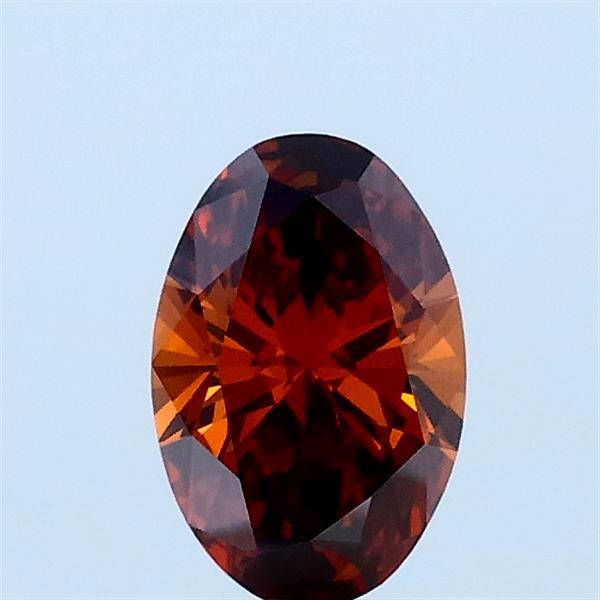 0.51 Carat Oval Lab Grown Diamond, Fancy Vivid Brownish Orange Color, VS1 Clarity