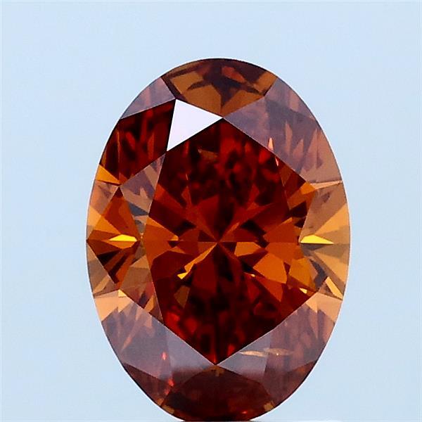 1.01 Carat Oval Lab Grown Diamond, Fancy Deep Orange Color, SI2 Clarity
